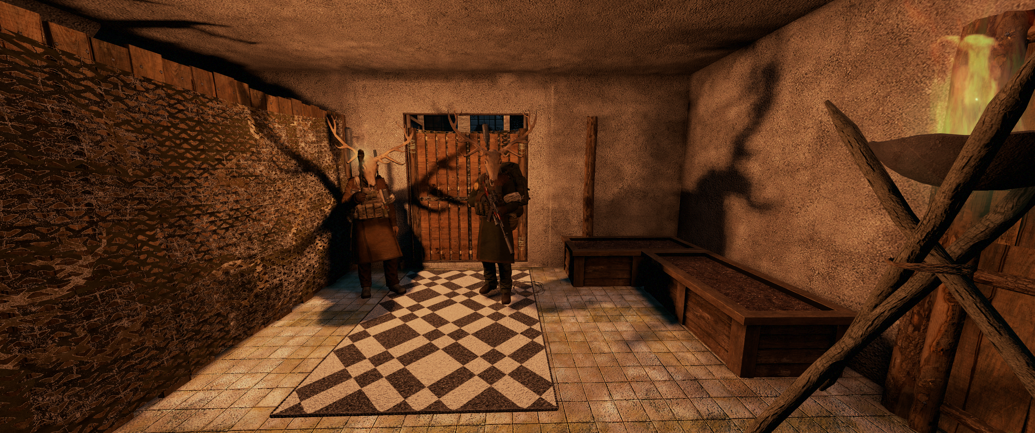 DayZ survivors meeting at a faction base in Chernarus