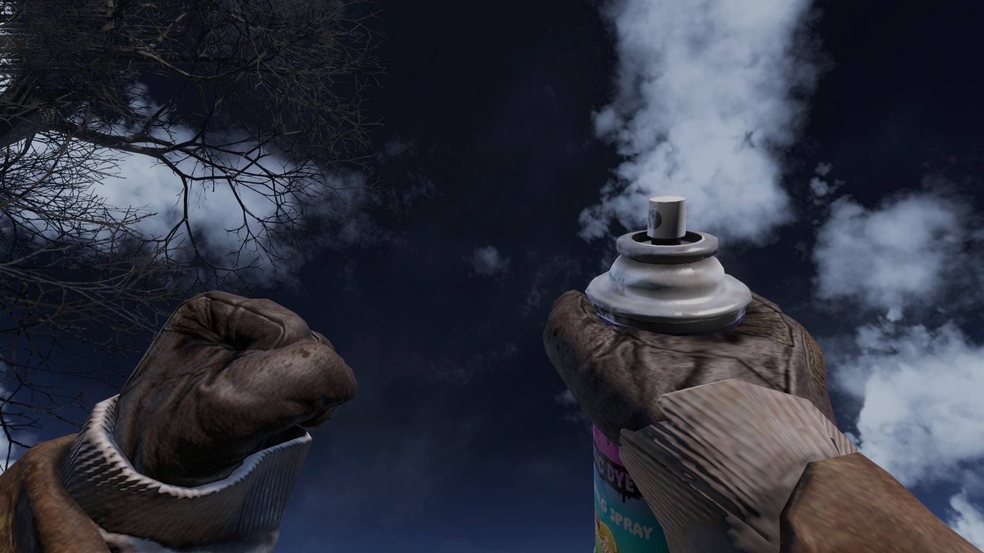 DayZ survivor using a spray can to customize clothing